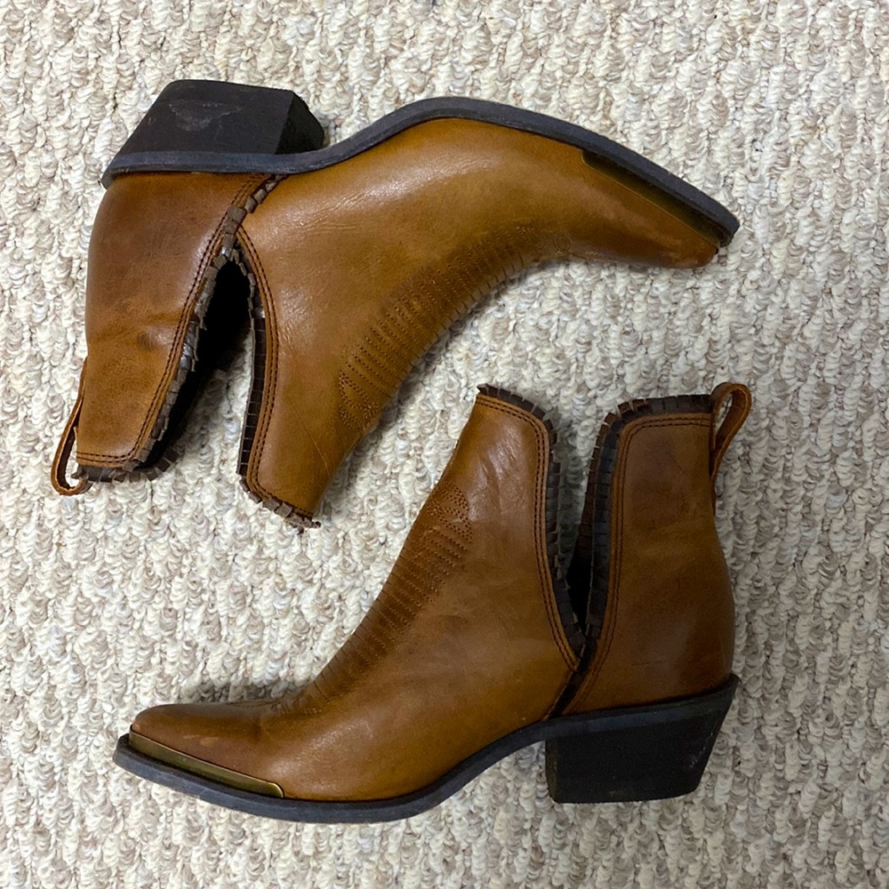 Brown ankle cowboy boots
